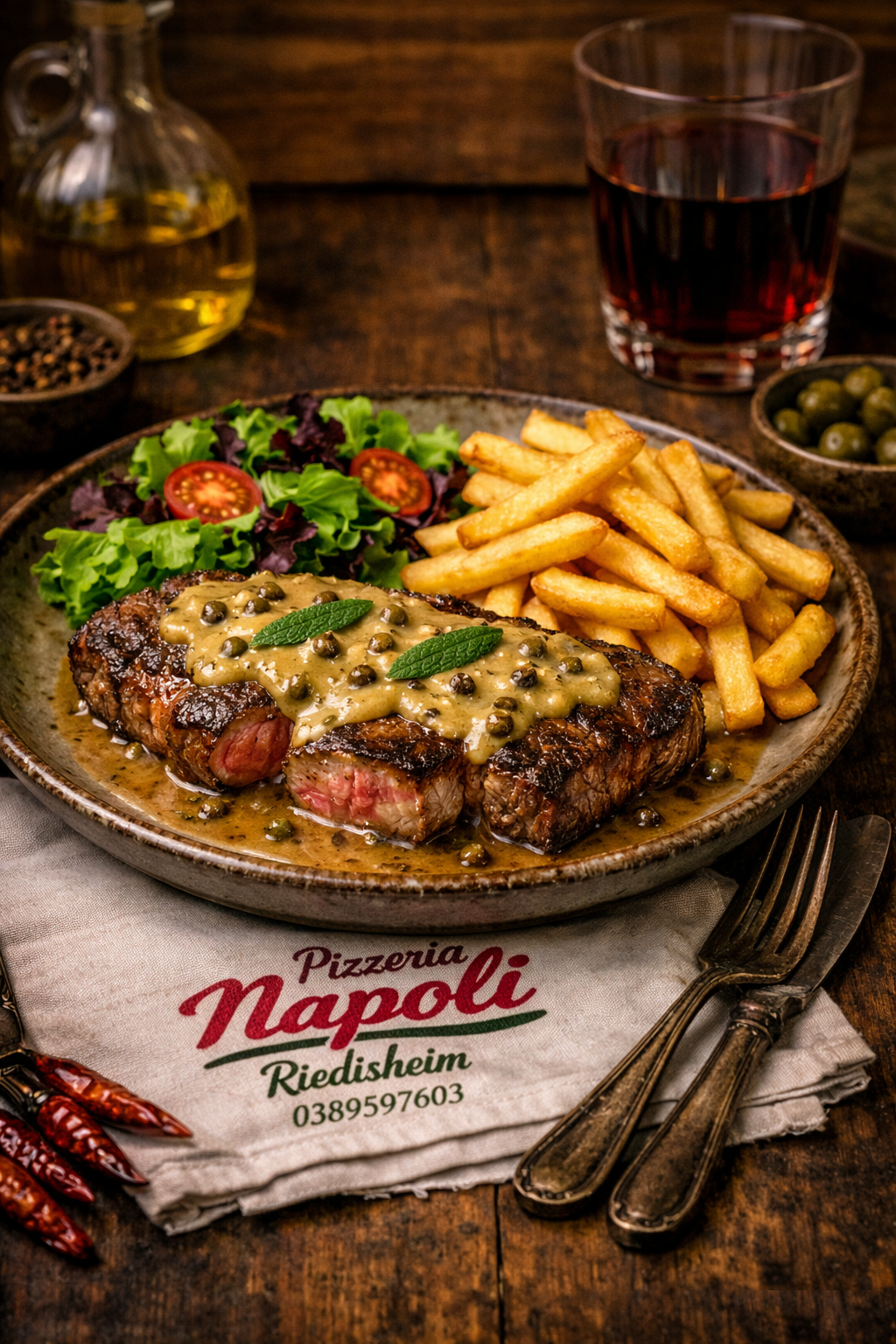 Entrecôte au poivre vert